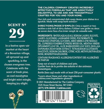 Caldrea Dish Soap, Biodegradable Dishwashing Liquid Made with Soap Bark and Aloe Vera, Juniper Laurel Mint Scent, 16 oz