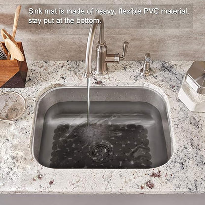 Bligli Pebble Sink Mat for Stainless Steel/Ceramic Sinks, 2 Pack PVC Sink Protectors Mats for Bottom of Kitchen Sink, Dish Drying Mat for Dishes and Glassware, 15.7 x 11.8 inch, Grey