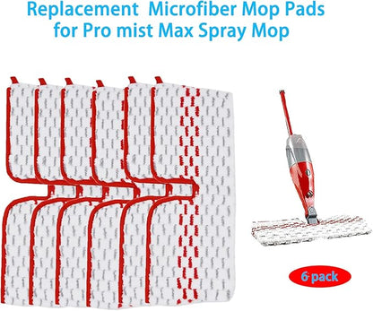 6 Pack Replace Mop Pads for Promist Max Microfiber Spray Mop Refill, Washable Reusable Replace Spray Mop Pad Head
