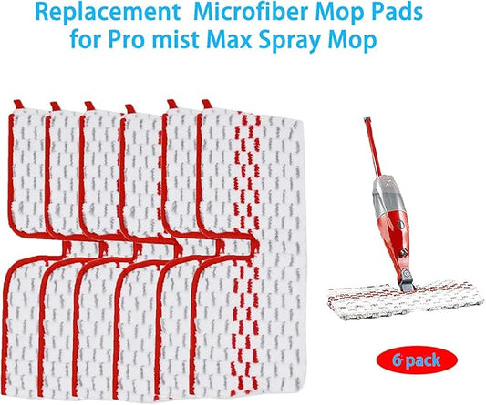 6 Pack Replace Mop Pads for Promist Max Microfiber Spray Mop Refill, Washable Reusable Replace Spray Mop Pad Head