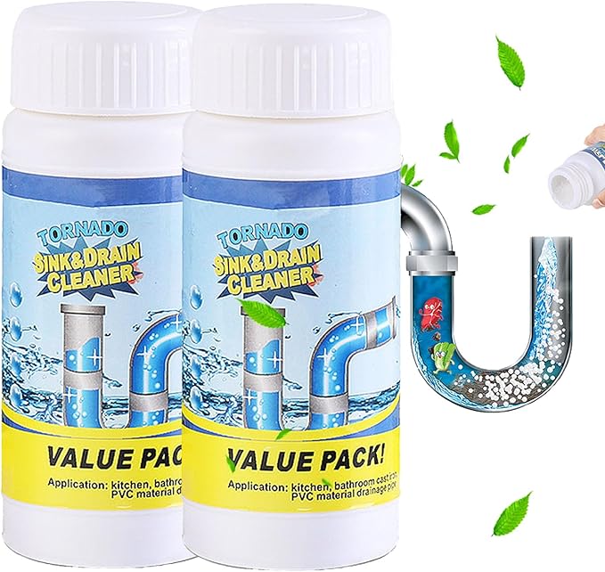 Sink Drain Cleaner, 2025 New Sink and Drains Cleaner, Multi-functional Sink and Drains Cleaner Powder Cleaning, Drain Cleaner Foam Cleaner, Powerful Pipe Dredging Agent for Home Kitchen Toilet (2PCS)