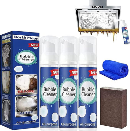 Foam Heavy Grease Cleaner Sprey, Bubble Cleaner Foam Spray, All-Purpose Rinse-Free Cleaning Spray, Kitchen Cleaner Spray, Bubble Cleaner (3pcs-100ml)
