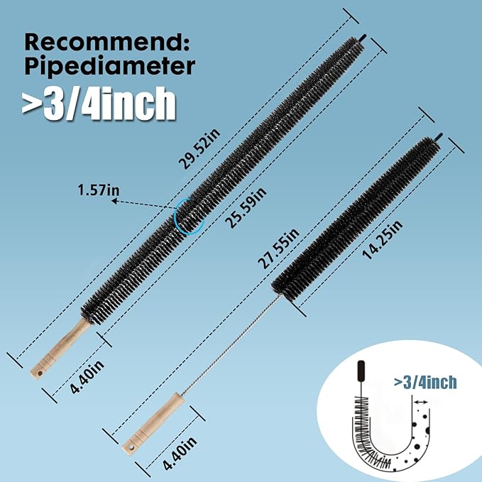 2 Pack Dryer Vent Cleaning Brush, Dryer Vent Cleaner Brush Set, Trap and Duct Lint Remover with Long Flexible Lint Brushes for Deep Cleaning to Remove Pet Hair & Lint, and Refrigerator Coil Cleaning