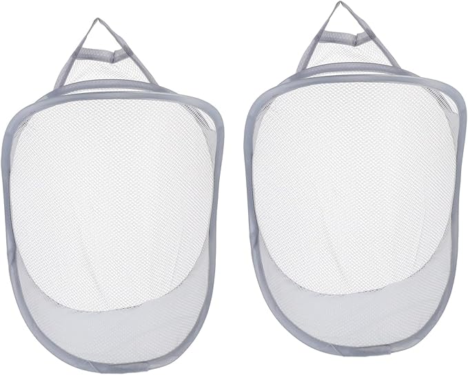 2pcs Wall-mounted Folding Laundry Baskets Breathable Sundries Organizer for Clothes and Toys Lightweight Storage for Home Easy Installation Grey Design