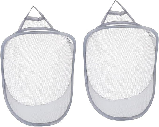 2pcs Wall-mounted Folding Laundry Baskets Breathable Sundries Organizer for Clothes and Toys Lightweight Storage for Home Easy Installation Grey Design