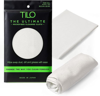 TILO Microfiber Cleaning Cloth – 19x13 Inch Ultra-Absorbent, Reusable Soft Polishing Cloth for Dust, Grease, Dirt – Non-Abrasive – White (White)