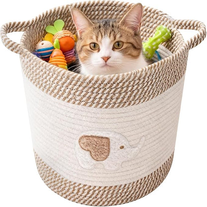Laundry Baskets Hamper with Handles,Decorative Cotton Rope Bin for Living Room,Woven Storage Basket for Pillows, Blankets,Clothes Organizer (Style A)