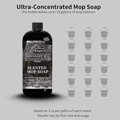 Lapew Midnight Ice Scented Mop Soap - Luxury Floor Cleaner Concentrate for Mopping Tile, Laminate, Vinyl & Hardwood | Streak-Free, Low-Foam | 36 oz