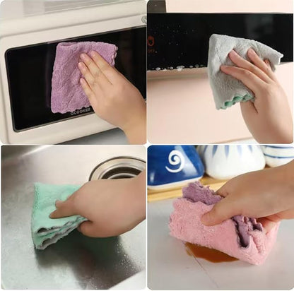 20 Pack Kitchen Dish Cloths Dish Towels, Super Soft and Absorbent Coral Fleece Cloth, Coral Velvet Microfiber Cleaning Cloth, Nonstick Oil Washable Fast Drying Dish Rags for Clean Table, Dish, Glass.