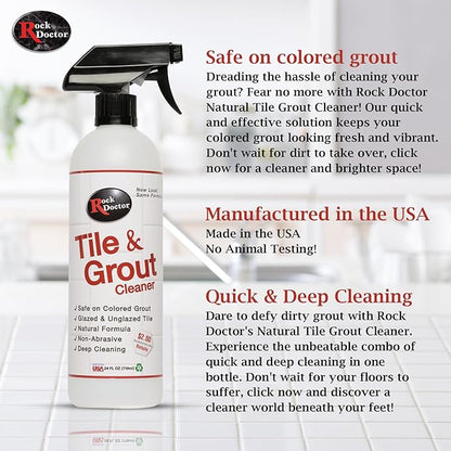 Rock Doctor Natural Tile and Grout Cleaner with brush, Remove Stains Dirt, Oil, and Soap Scum, Heavy Duty Non-Abrasive Tile Cleaner, Natural Formula