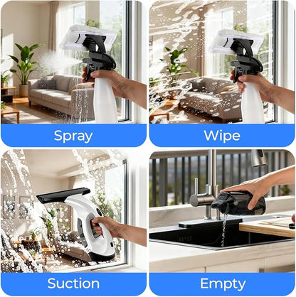 Window Vacuum Squeegee Cordless Electric Window Cleaner Tool 11 inches Window Cleaning Kit Shower Squeegee for Shower Doors, Mirrors, Car Windshields and Tiles