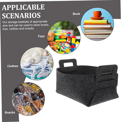 Luxshiny Felt Laundry Basket Handles Deep Gray Folding Storage Bin for Dirty Clothes Toys and Household Items Multifunctional Organizer for Bedroom and Nursery