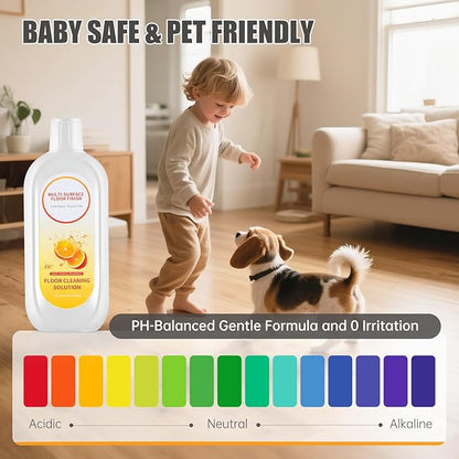 Floor Cleaning Solution Compatible with Tineco iFLOOR Series, All Robot Vacuums & Wireless Wet-Dry Mops, 4 Bottle Floor Cleaner Refill, Orange Scent