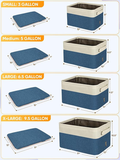BALEINE 1 Pack Fabric Closet Storage Bins for Shelves, Linen Closet Organizers and Storage, Decorative Baskets for Organizing, Shelf, Clothes, Home, Office (Navy Blue, 17''x13''x10.5'')