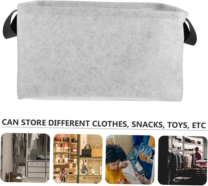 GLEAVI Collapsible Grey Storage Basket with Straps Medium Folding Clothes Container for Laundry Book Organization Multifunctional Home Textile Organizer for Pets