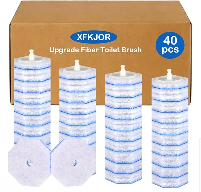 40 Count Toilet Wand Refills for Clorox Toilet Wand - Upgrade Fiber Toilet Brush, 5X Cleaning Power Toilet Scrubber Refill, Disposable Toilet Brush Heads for Bathroom Cleaning, No Falling Apart