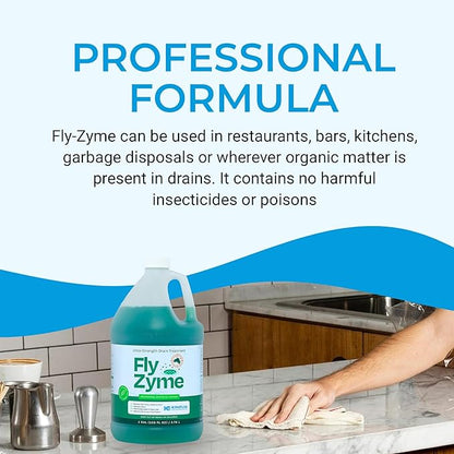 Fly-Zyme, Highly Concentrated Enzyme Drain Cleaner for Pipes, Drain Gel for Fruit Flies, Organic Waste Degrader & Odor Neutralizer, 1 Gallon