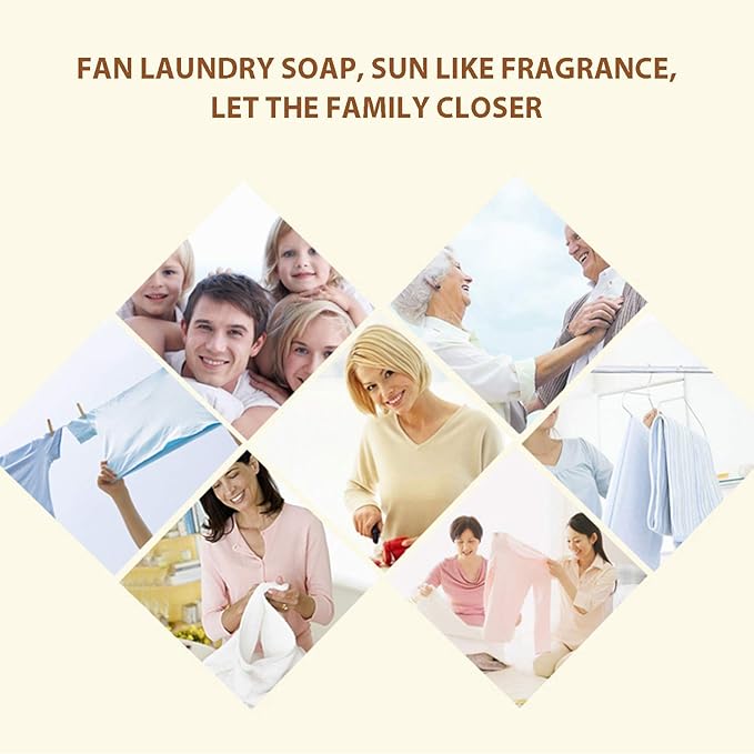 BEE & FLOWER Fan Laundry Soap Bar Laundry Stain Remover Laundry Bar Soap for Clothes Underwear Washing (5.3 Oz x 5)