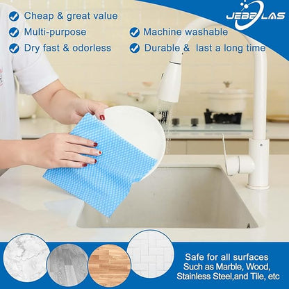 JEBBLAS Disposable Cleaning Towels and Dish Cloths, Reusable Towels,Handy Cleaning Wipes, 50 Count/Pack,Blue