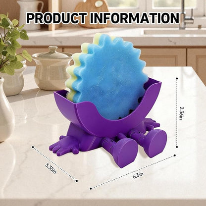 Cute Hanging Sponge Holder with Drainage, Peeing Scrub Sponge Holder, Ponge Holder for Kitchen Sink, Funny Sponge Stand for Kitchen Sink, 3D Printing Countertop Sponge Holders (Black)