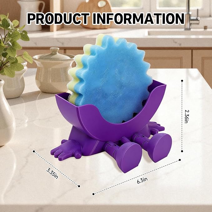 Cute Hanging Sponge Holder with Drainage, Peeing Scrub Sponge Holder, Ponge Holder for Kitchen Sink, Funny Sponge Stand for Kitchen Sink, 3D Printing Countertop Sponge Holders (A)