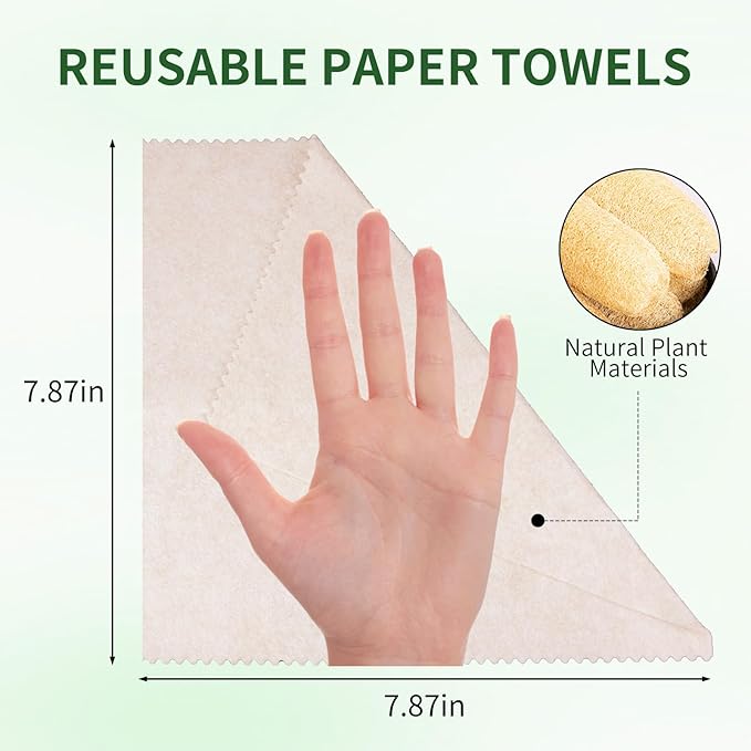 Swedish Dishcloth 10 Pack, 100% Compostable Loofah Kitchen Cloth, Super Absorbent 25x Weight, Non-Stick Oil, Reusable Cleaning Rags for Dishes & Surfaces, 7.87x7.87in