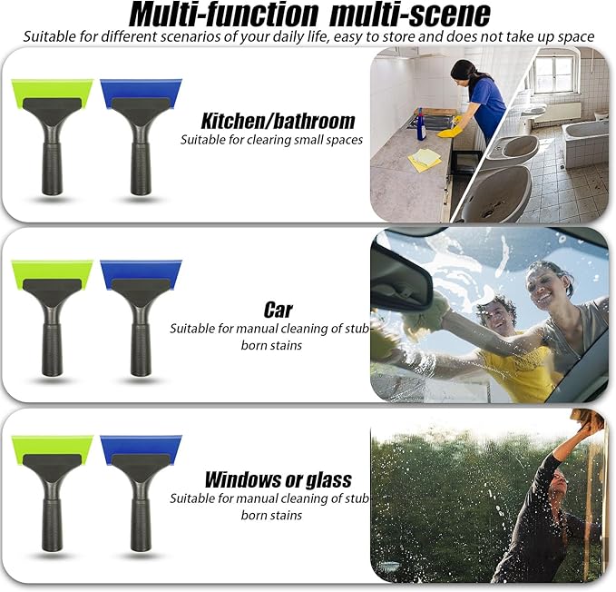 Small Squeegee Car Window Squeegee Silicone Squeegee for Window Door Bathroom Mirror,Car Wrapping Scraper Tool (Green)
