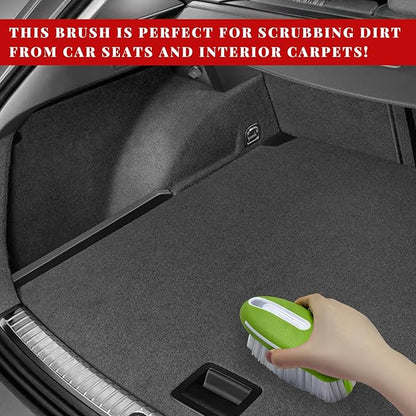 Carpet and Upholstery Cleaning Brush, Stiff Bristle Detailing Scrubber for Car Interior & Home, Portable Ergonomic Scrub Brushes for Floor Mat Carpet Leather Seat Couch (Green)
