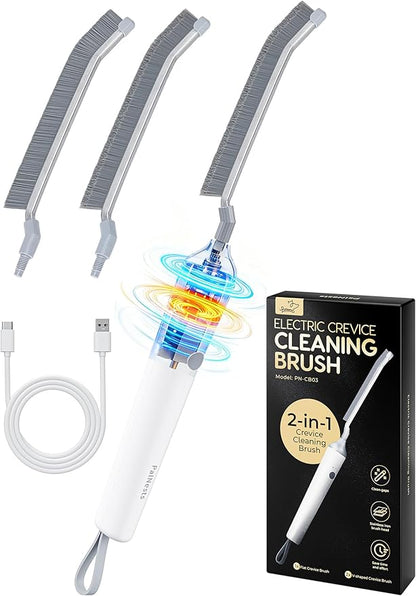 Reciprocating Deep-Clean Brush - Powered by Back-and-Forth Scrubbing Action & LED Light, 3-Speed 2-in-1 Hard and V-Shaped Bristles for Grout, Kitchen, Bathroom, Car, Pet Areas