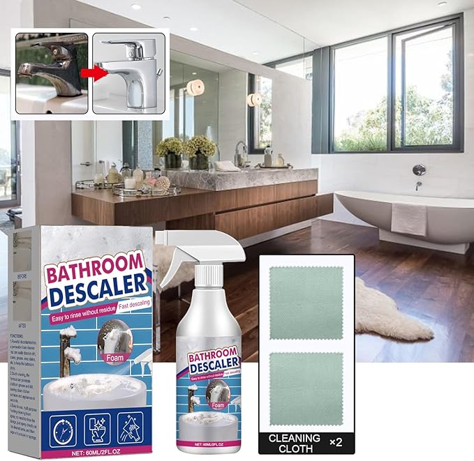 2025 Bathroom Descaler Foam Cleaner Spray, Stubborn Stains Cleaner, All-Purpose Rinse Cleaning Foam for Toilet, Bath, Shower, Glass, and Sink (3Pcs)