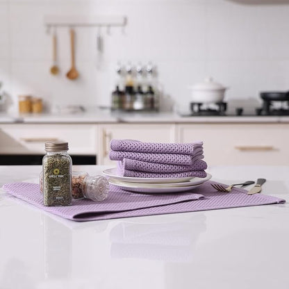 Kitinjoy 100% Cotton Waffle Weave Kitchen Hand Towels (13 X 28 Inches, Lavender), 4-Pack Super Soft and Absorbent Dish Towel for Drying Dishes