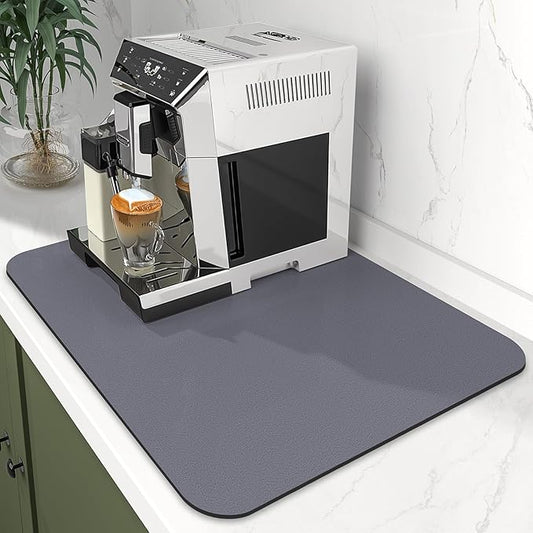 WISELIFE Dish Drying Mat Super Absorbent Drying Mat Large Dish Drying Mats for Kitchen Counter Easy Clean Dish Mat Kitchen Drying Mat15"x 18" Classic Grey