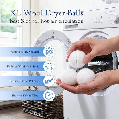 16.5" Dryer Vent Cleaner Kit with 3 Wool Dryer Balls | Lint Remover Tool for Fire Prevention & Faster Drying | Reusable Pet Hair Brush for Dryer Duct Maintenance | Laundry Care Essential