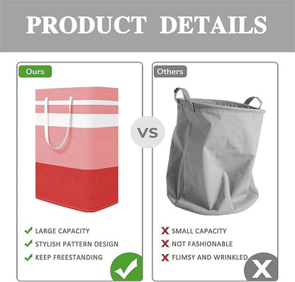 2-Pack Foldable Laundry Basket,Large Laundry Baskets with Handles,Waterproof Laundry Hamper,Collapsible Laundry Hampers for Clothes Organizer 80L (Red)