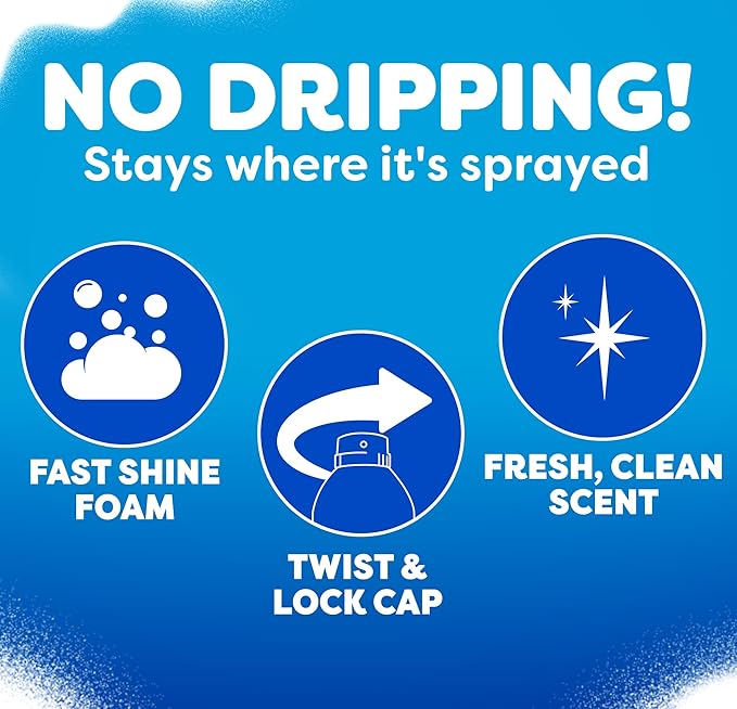 Windex Fast Shine Foam Glass Cleaner, No-Drip Windows, Doors, Mirrors & Countertops Aerosol Cleaning Spray, Streak-Free Shine, Removes Fingerprints, Dust, Dirt, Grime & More 19 oz (Pack of 2)