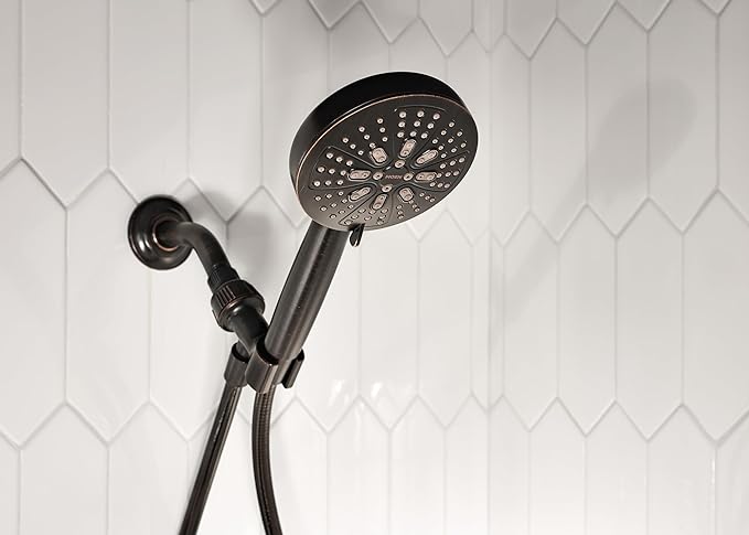 Moen Mediterranean Bronze Hydro Energetix High Pressure Shower Head with Handheld Sprayer Featuring 8 Spray Settings, 200H0BRB
