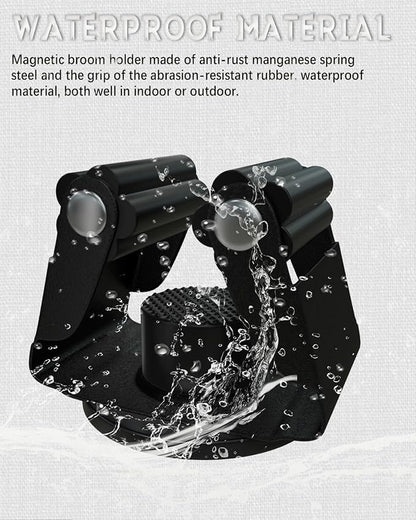 Magnetic Broom Holder, Steel Mop Mount No Drilling Magnetic Holder for Garage Tools, Anti-Slip Utility Mount for Garage, Kitchen, Laundry Tools Organizer and Management - 5 Pack/Black