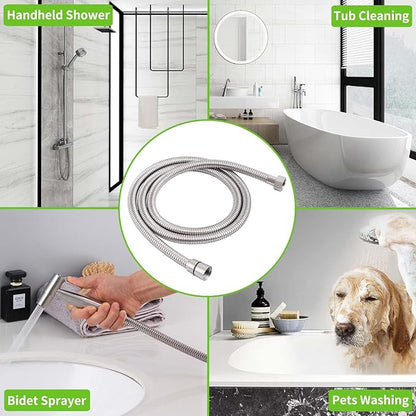 Angle Simple Brushed Nickel Shower Hose 59", Stainless Steel Replacement Flexible Hand Held Shower Sprayer Hose, 1/2" IPS