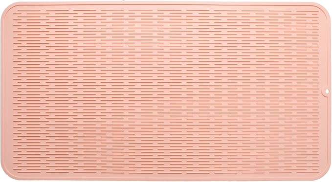 MicoYang Silicone Dish Drying Mat for Multiple Usage,Easy clean,Eco-friendly,Heat-resistant Silicone Mat for Kitchen Counter or Sink,Refrigerator or Drawer Liner Pink 4XL 32 inches x 18 inches