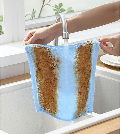 Bamboo Microfiber Cleaning Cloth,8 or 10Pcs Reusable Kitchen Wash Cloths,Wood Towels for Kitchen Window Glass Car (Blue,10inch, 8pcs)