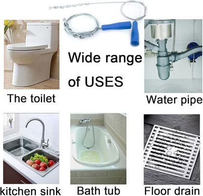 39inch Drain Clog Remover(x1), 20inch Drain Snake Hair Remover(x3)＆ Cleaning Brush(x1), 24inch Sewer Hair Catcher(x1),6 Pack Auger Cleaner Tool Set for Toilet, Kitchen Sink, Bathroom Tub, Sewer