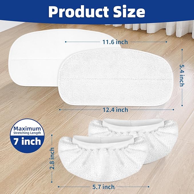 LOVECO 4 Pack Steam Mop Pads + 4 Microfiber Small Cloths Compatible with KGHKGH & Sprobil & Rvwsx Steam Mop Steam Cleaner, Washable Steam Mop Replacement Pads for Scratchfree Floor Cleaning
