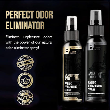 Fabric Freshener Spray by The Beard Struggle - Linen Spray Freshener for Cloths, Bed & Room Air Freshener - Odor Eliminator with Luxury Fragrance - Valhalla's Gates, Gold Collection (120ml)