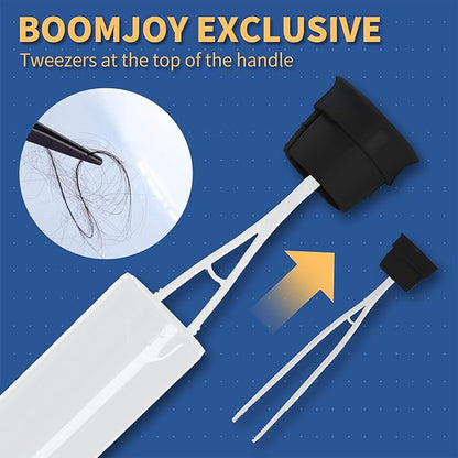 BOOMJOY Toilet Brush and Holder Set 2 Pack, Silicone Toilet Bowl Cleaner Brush, Toilet Scrubber Brush with Tweezers for Bathroom Cleaning, RV Accessories, House Organization Must-Haves - Gray