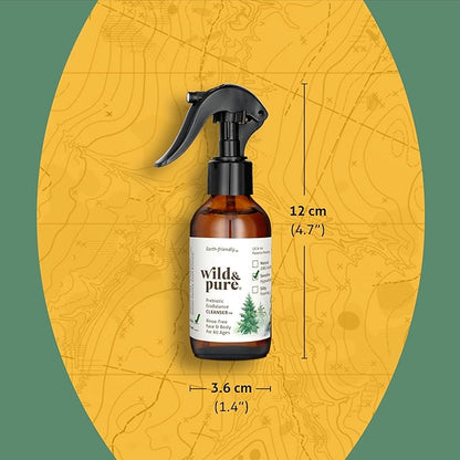 Wild & Pure Sensitive Skin Spray Body Wash (4oz) | Cleanser, Deodorizer, Moisturizer for Face, Hands, Body & Below the Belt | pH-Balanced, Microbiome-Friendly | EcoBalance Refillable Skincare