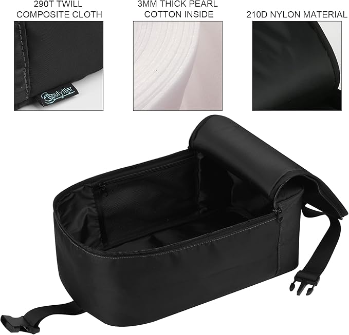 Beautyflier Travel Steam Iron Bag for Conair Handheld Garment Steamer, Portable Handheld Design Steamer Carrying Case Holder Iron Case Organizer with Hanging Buckle Strap, Bag Only (Black)