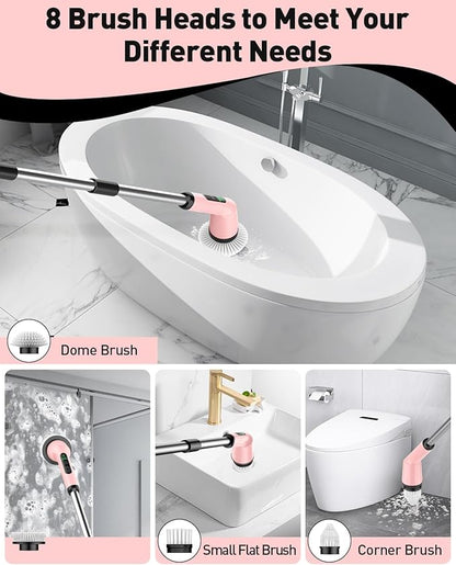 Electric Spin Scrubber for Cleaning Bathroom, Shower Scrubber Cordless Scrub Brush with IPX7 Waterproof & 2 Speed