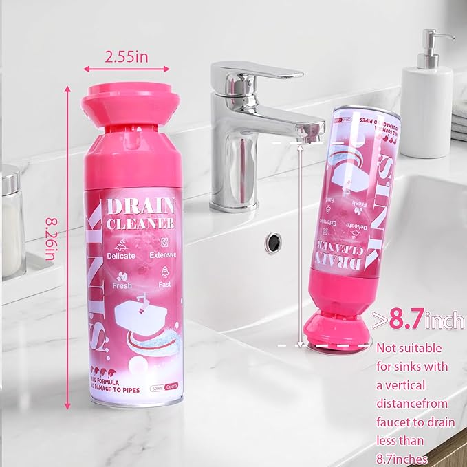 Foaming Drain Cleaner - Sink Cleaner and Deodorizer for Kitchen Sinks, Shower Drains, and Tubs, Monthly Maintenance to Avoid Clogs. (2pcs, coral pink)