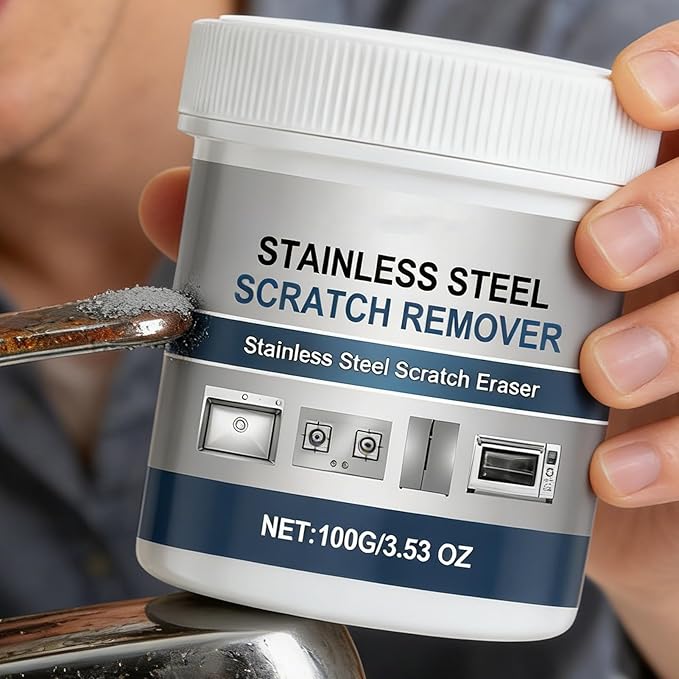 Metal Cleaner | 100g Polishing Deep Repair - Stainless Steel Scratch Remover Kit | for Fridge Stove Faucet Appliance Aluminum Restoration Maintenance