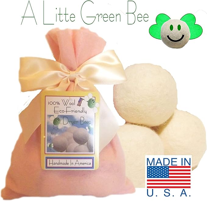 Three Eco-Friendly 100% Wool Dryer Balls - Handmade in America, Natural and Unscented